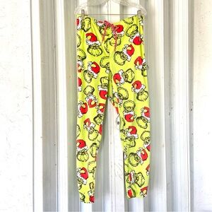 Dr Seuss Yellow Green Christmas The Grinch Drawstring Straight Leg Pajama Pants!